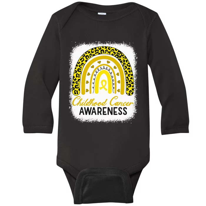 Childhood Cancer Awareness Hope Support Strong Warrior Baby Long Sleeve Bodysuit