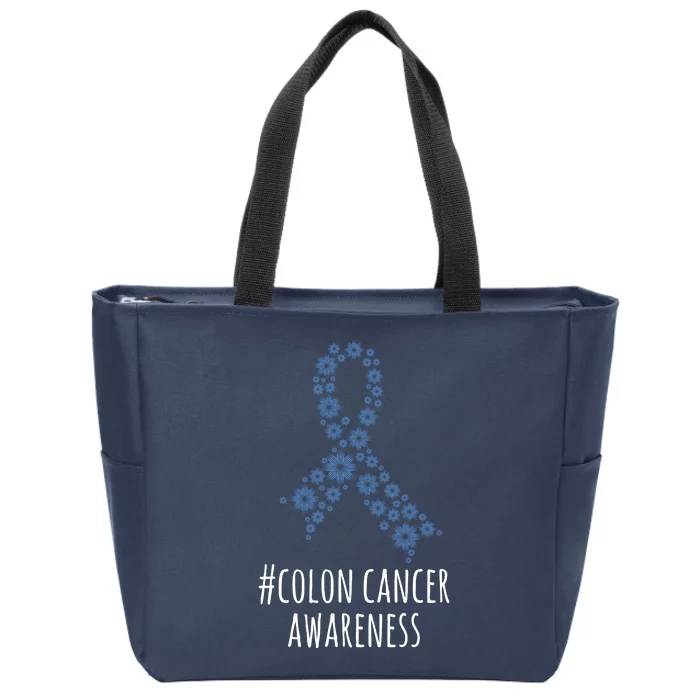 Colon Cancer Awareness Ribbon Zip Tote Bag