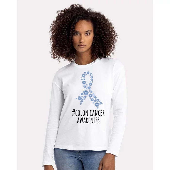 Colon Cancer Awareness Ribbon Womens Cotton Relaxed Long Sleeve T-Shirt