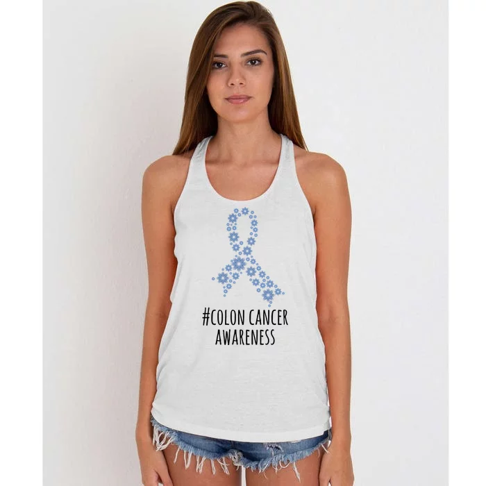 Colon Cancer Awareness Ribbon Women's Knotted Racerback Tank