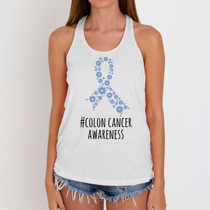 Colon Cancer Awareness Ribbon Women's Knotted Racerback Tank