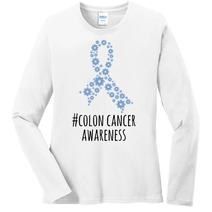 Colon Cancer Awareness Ribbon Ladies Long Sleeve Shirt