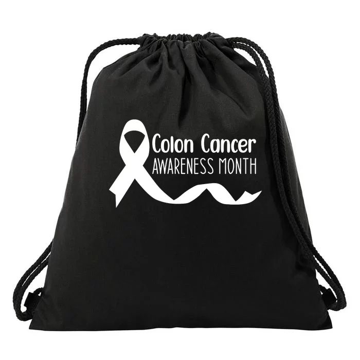 Colon Cancer Awareness Month Black Drawstring Bag