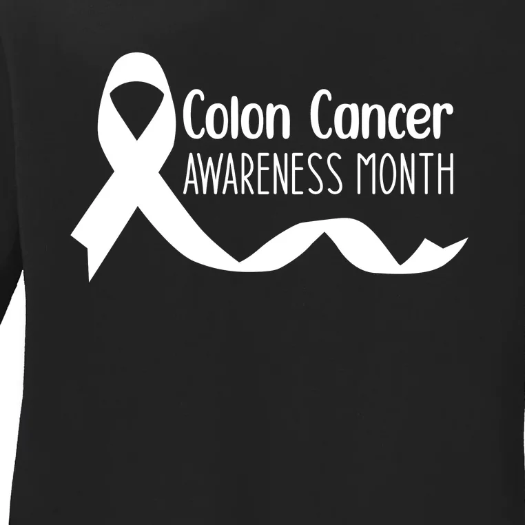 Colon Cancer Awareness Month Black Ladies Long Sleeve Shirt