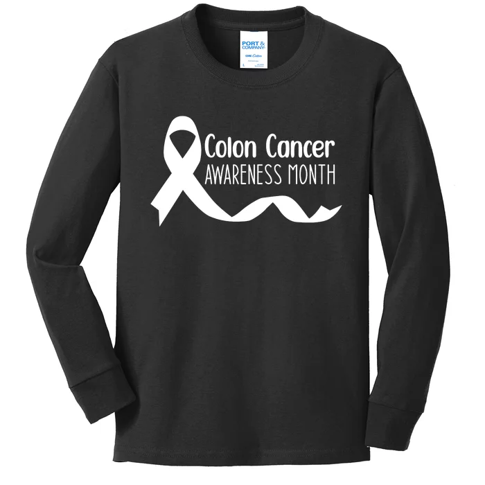 Colon Cancer Awareness Month Black Kids Long Sleeve Shirt