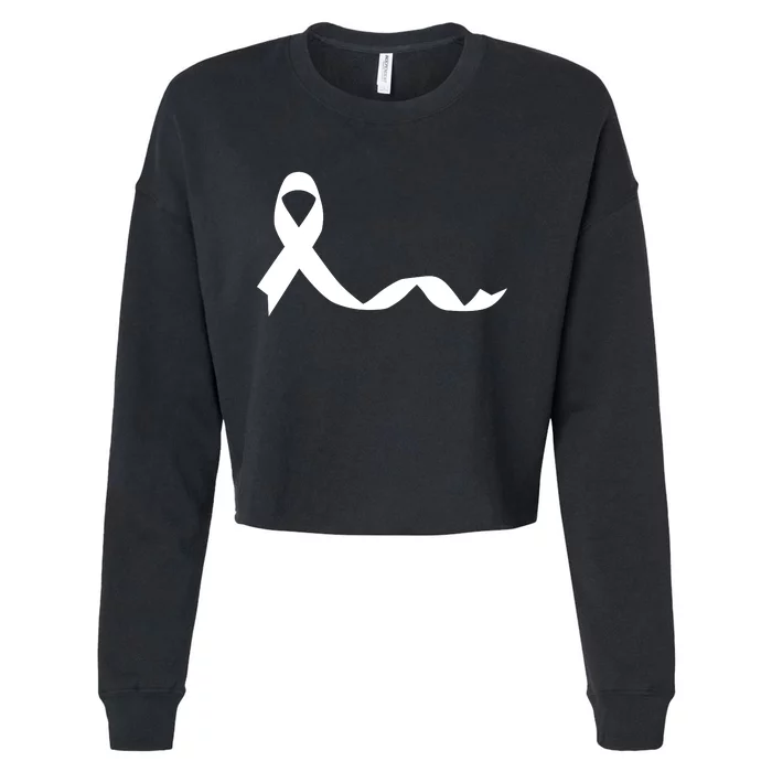 Colon Cancer Awareness Ribbon Black Cropped Pullover Crew