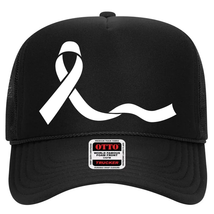 Colon Cancer Awareness Ribbon Black High Crown Mesh Trucker Hat