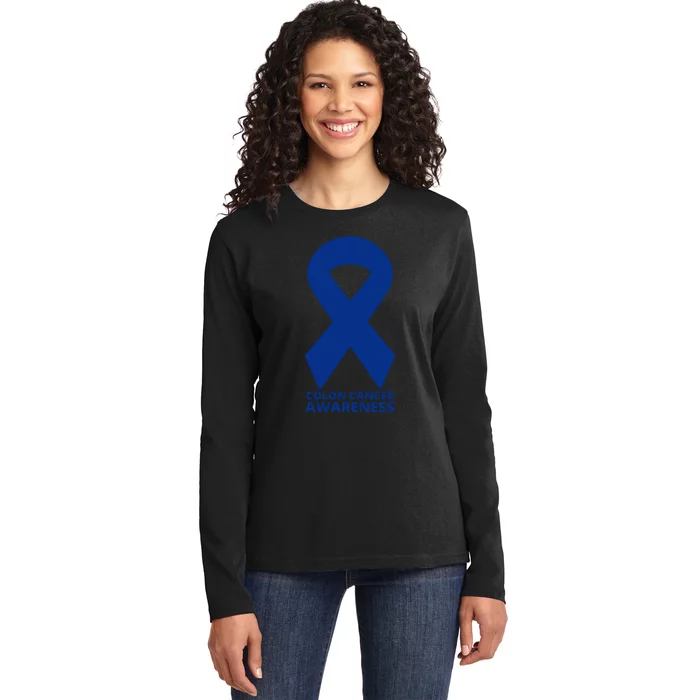 Colon Cancer Awareness Ribbon Ladies Long Sleeve Shirt