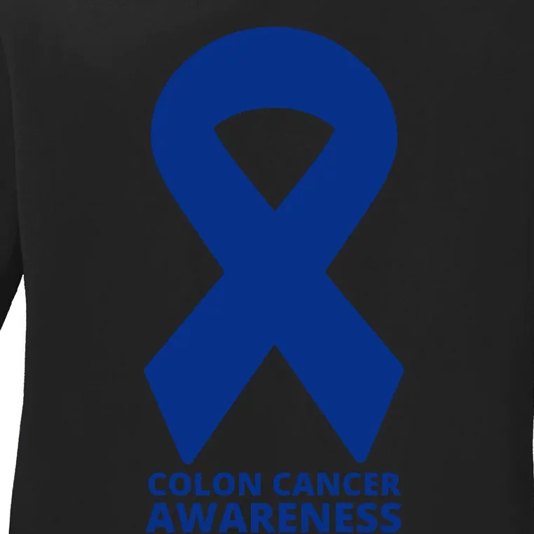 Colon Cancer Awareness Ribbon Ladies Long Sleeve Shirt