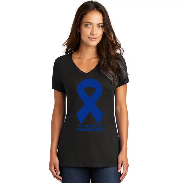 Colon Cancer Awareness Ribbon Women's V-Neck T-Shirt