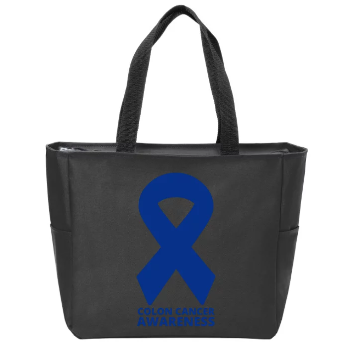 Colon Cancer Awareness Ribbon Zip Tote Bag