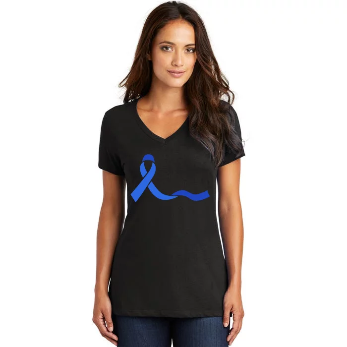 Colon Cancer Awareness Ribbon Women's V-Neck T-Shirt