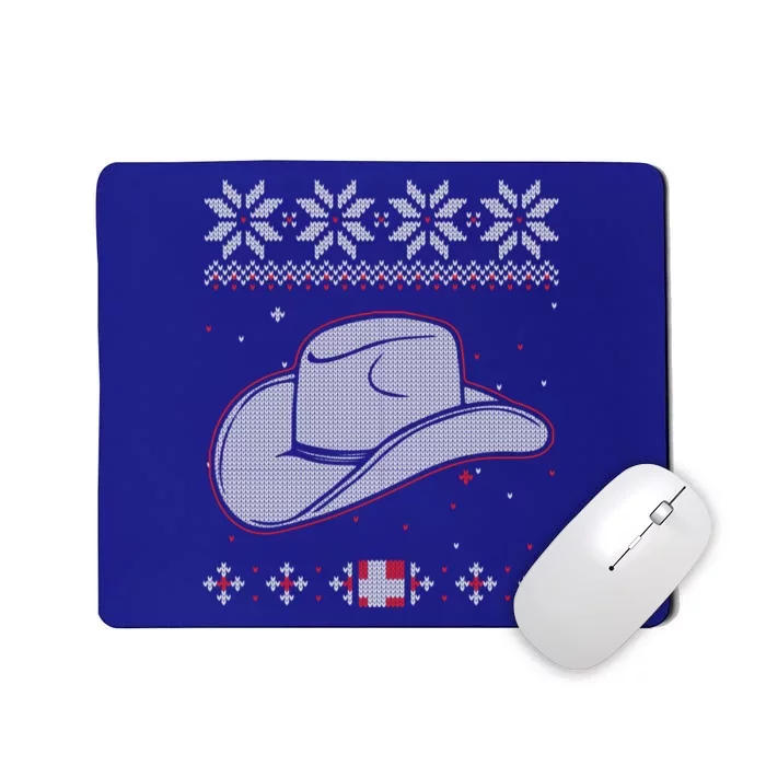 Country Cow And Western Cow Hat Ugly Christmas Cow Gift Mousepad