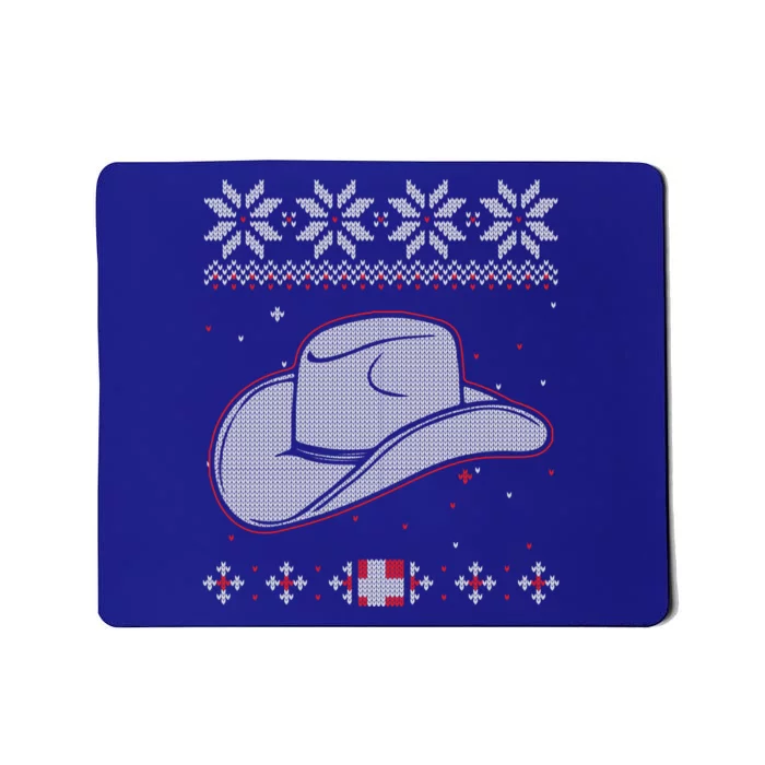 Country Cow And Western Cow Hat Ugly Christmas Cow Gift Mousepad