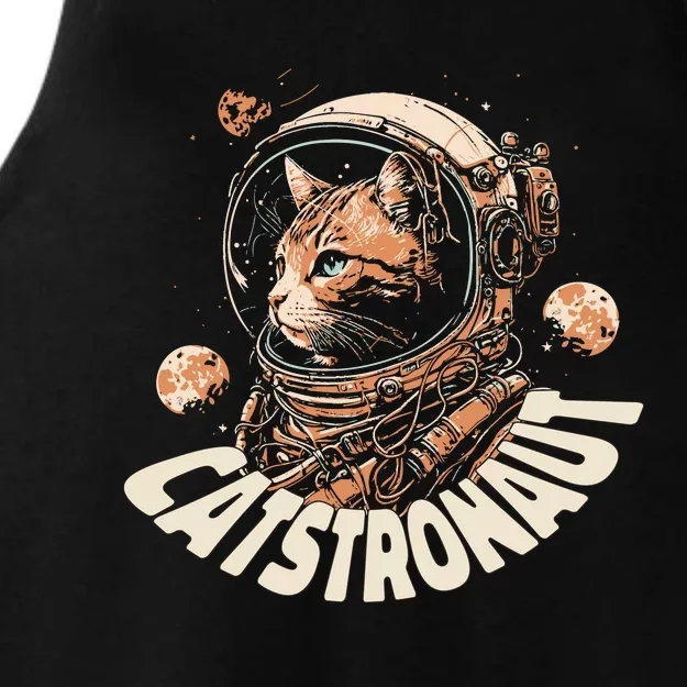 Catstronaut Cat Animal Astronaut Ladies Tri-Blend Wicking Tank