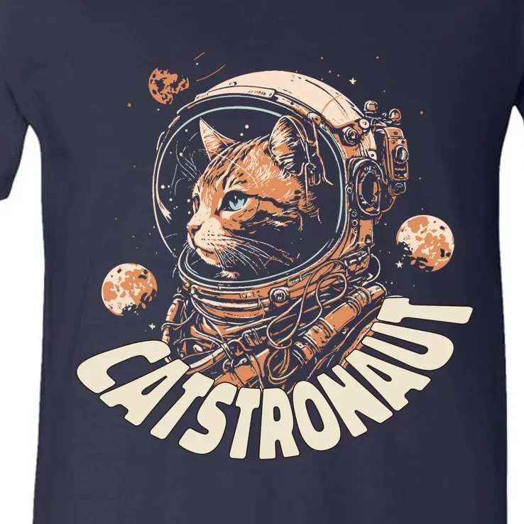 Catstronaut Cat Animal Astronaut V-Neck T-Shirt