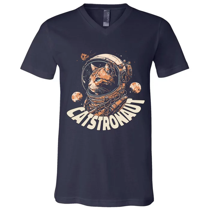 Catstronaut Cat Animal Astronaut V-Neck T-Shirt