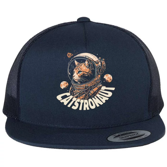 Catstronaut Cat Animal Astronaut Flat Bill Trucker Hat