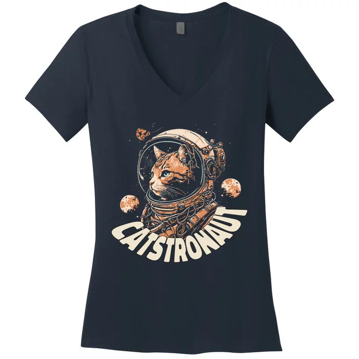 Catstronaut Cat Animal Astronaut Women's V-Neck T-Shirt