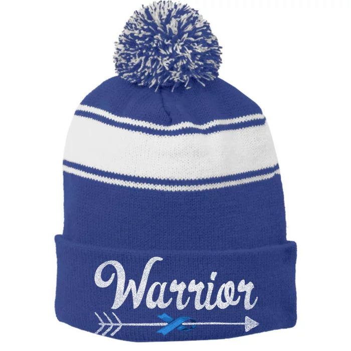 Colon Cancer Awareness Colonoscopy Warrior Survivor Gift Great Gift Stripe Pom Pom Beanie