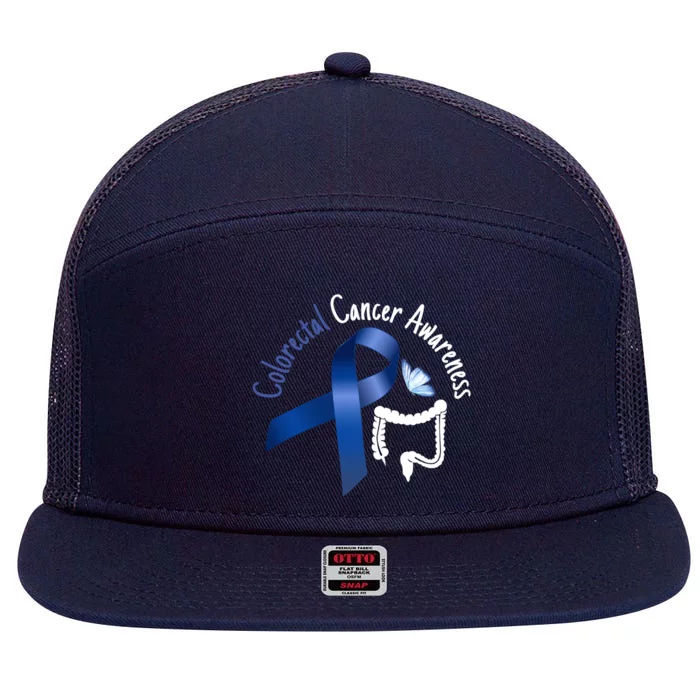 Colorectal Cancer Awareness Products Colon Cancer Awareness Gift 7 Panel Mesh Trucker Snapback Hat