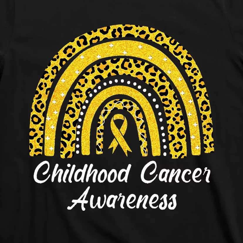 Childhood Cancer Awareness Rainbow Leopard Ribbon T-Shirt