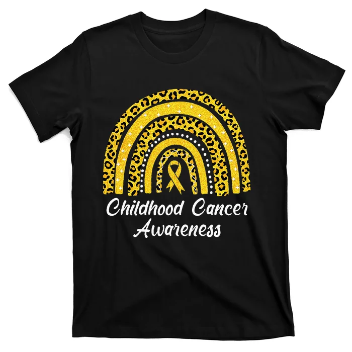 Childhood Cancer Awareness Rainbow Leopard Ribbon T-Shirt