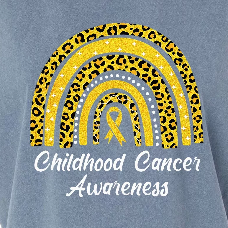 Childhood Cancer Awareness Rainbow Leopard Ribbon Garment-Dyed Women's Muscle Tee