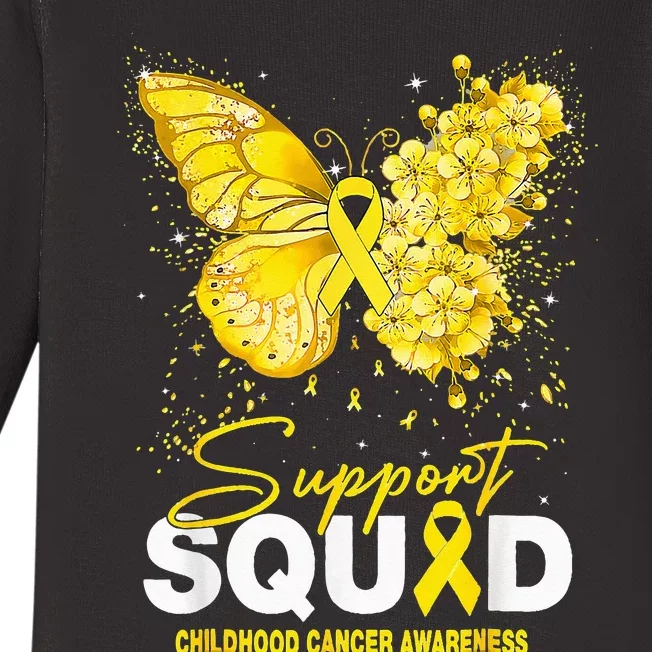 Childhood Cancer Awareness Support Squad Butterfly Baby Long Sleeve Bodysuit