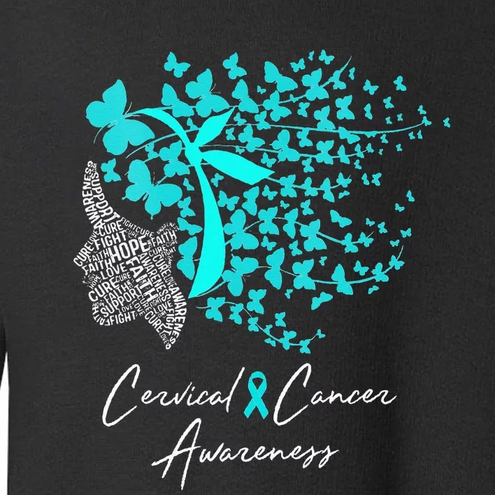 Cervical Cancer Awareness Teal Butterflies Toddler Sweatshirt