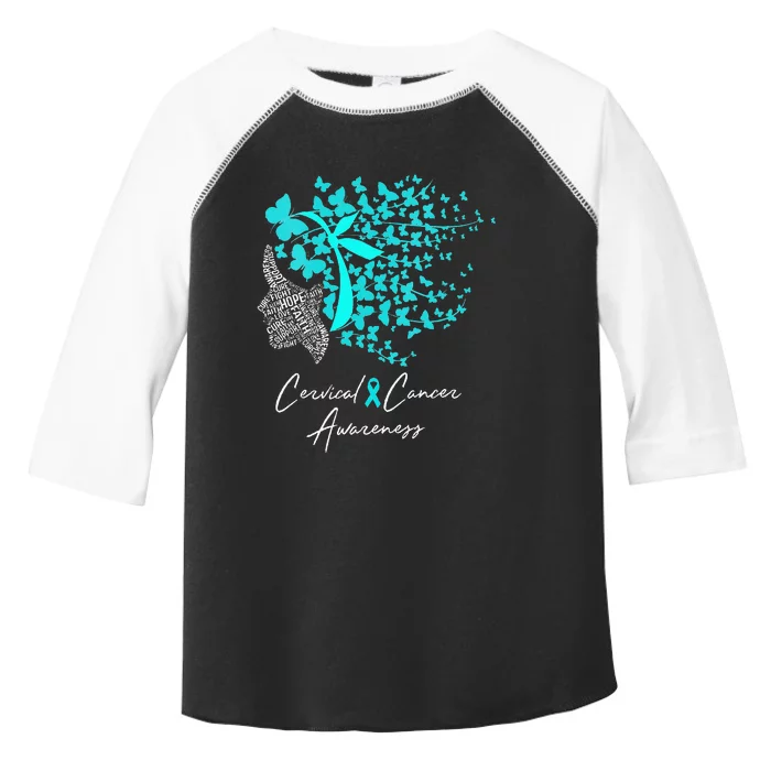 Cervical Cancer Awareness Teal Butterflies Toddler Fine Jersey T-Shirt