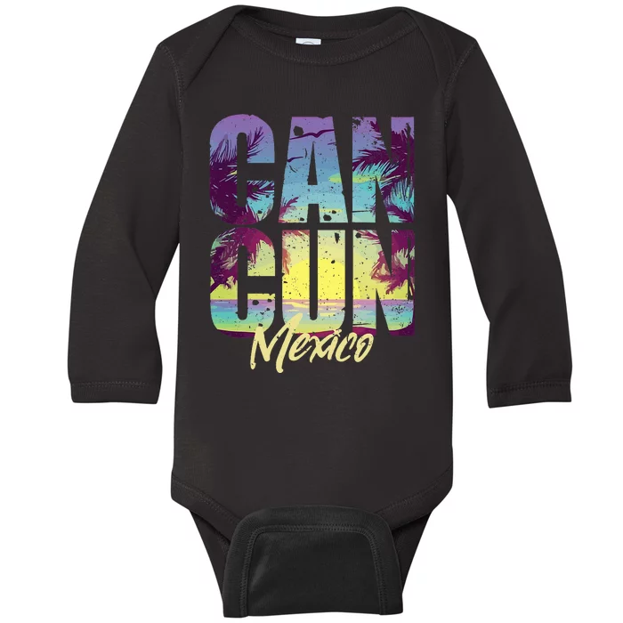 Cool Cancun Art Women Mexico Vacation Souvenir Summer Baby Long Sleeve Bodysuit