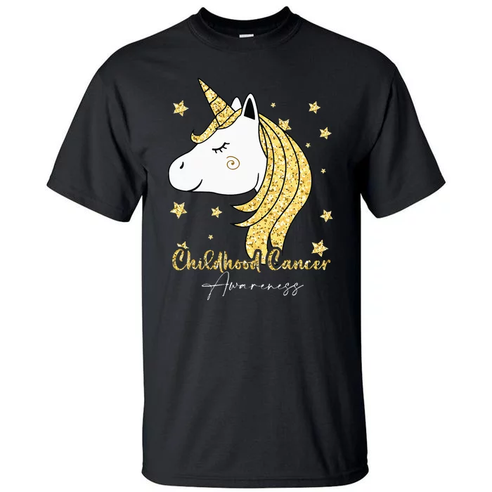 Childhood Cancer Awareness Unicorn Ribbon Twinkle Gold Tall T-Shirt