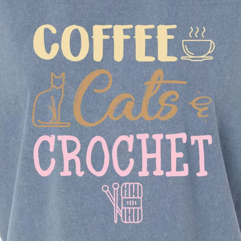 Coffee Cats And Crochet Knitting And Crocheting For Cat Lovers Meaningful Gift Garment-Dyed Women's Muscle Tee