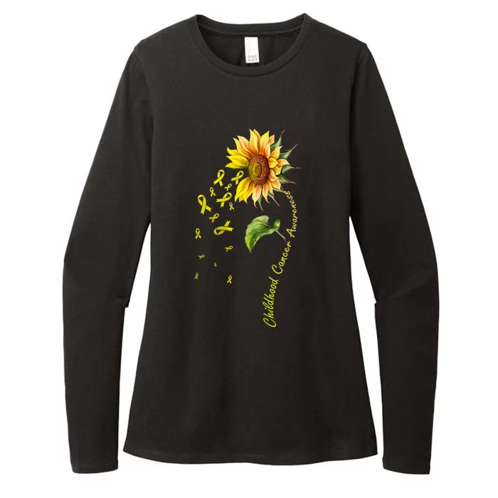 Childhood Cancer Awareness Sunflower Design Womens CVC Long Sleeve Shirt