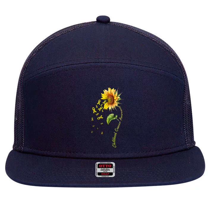 Childhood Cancer Awareness Sunflower Design 7 Panel Mesh Trucker Snapback Hat