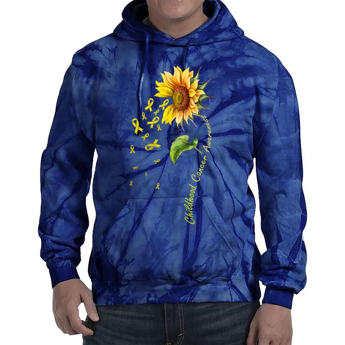 Childhood Cancer Awareness Sunflower Design Tie Dye Hoodie