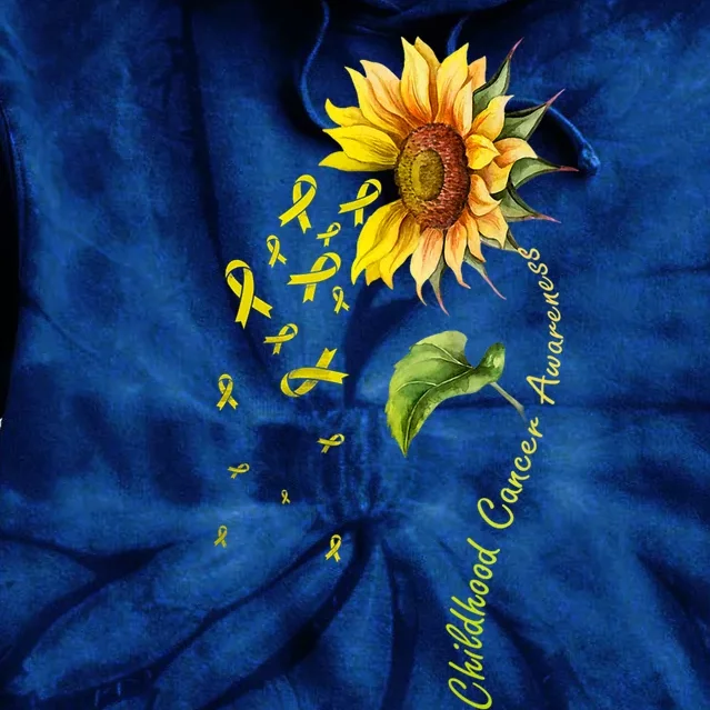 Childhood Cancer Awareness Sunflower Design Tie Dye Hoodie