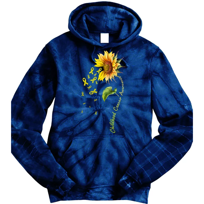 Childhood Cancer Awareness Sunflower Design Tie Dye Hoodie