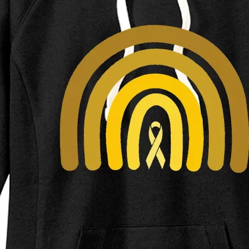 Childhood Cancer Awareness Yellow Rainbow Cancer Survivor Women's Fleece Hoodie