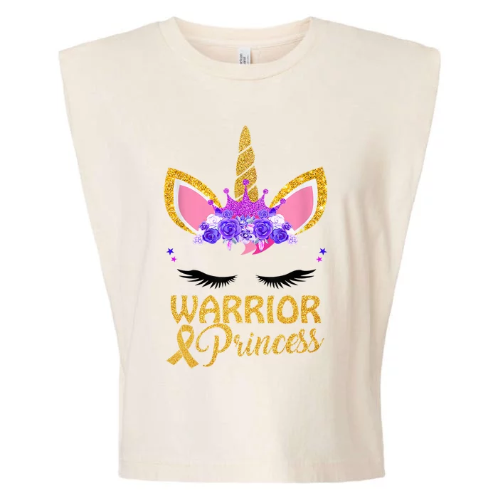 Childhood Cancer Awareness Unicorn Warrior Princess Garment-Dyed Women's Muscle Tee