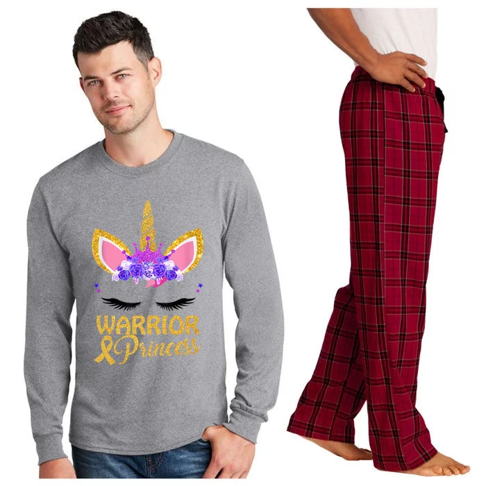 Childhood Cancer Awareness Unicorn Warrior Princess Long Sleeve Pajama Set