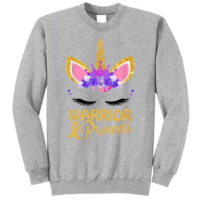 Childhood Cancer Awareness Unicorn Warrior Princess Tall Sweatshirt