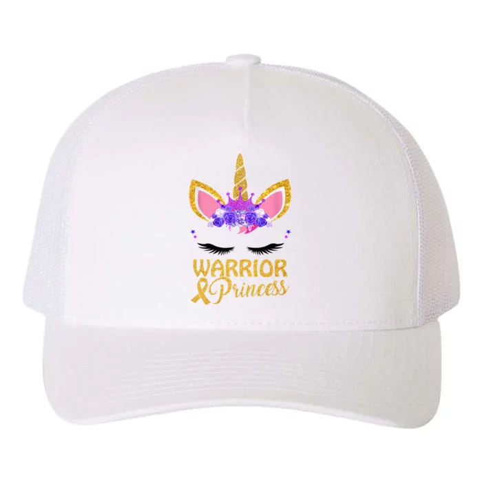 Childhood Cancer Awareness Unicorn Warrior Princess Yupoong Adult 5-Panel Trucker Hat