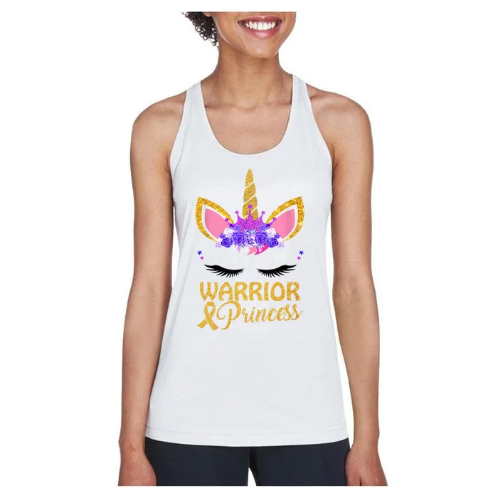 Childhood Cancer Awareness Unicorn Warrior Princess Women's Racerback Tank