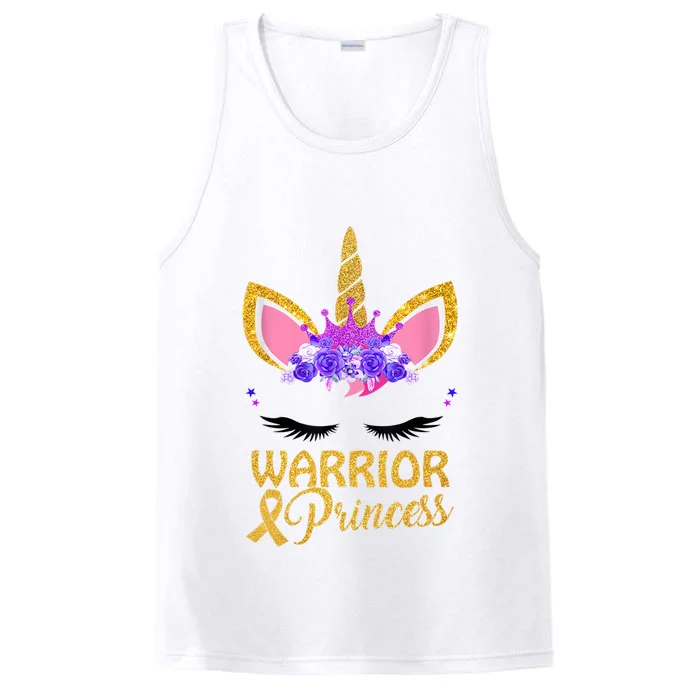 Childhood Cancer Awareness Unicorn Warrior Princess Performance Tank