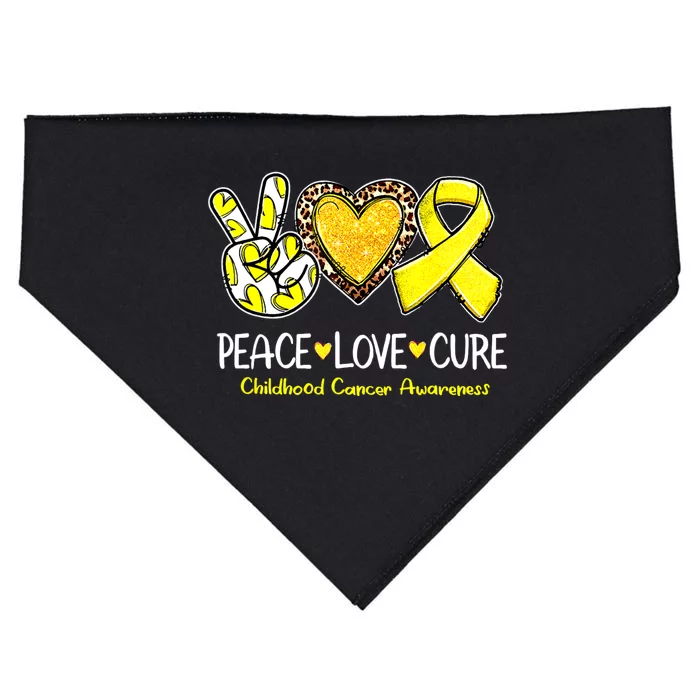 Childhood Cancer Awareness Love Cure Yellow Ribbon USA-Made Doggie Bandana