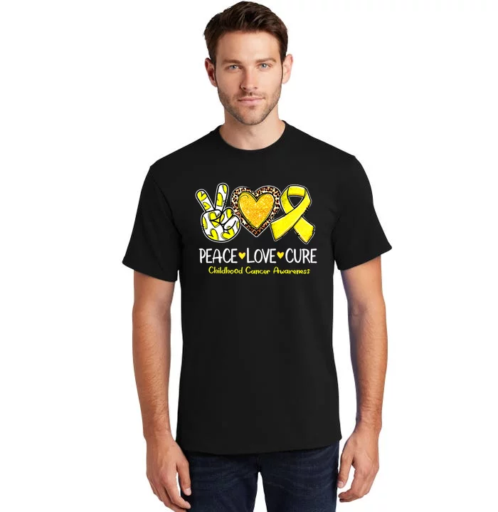 Childhood Cancer Awareness Love Cure Yellow Ribbon Tall T-Shirt