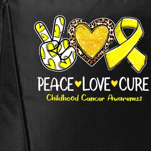 Childhood Cancer Awareness Love Cure Yellow Ribbon City Backpack