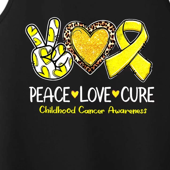 Childhood Cancer Awareness Love Cure Yellow Ribbon Performance Tank